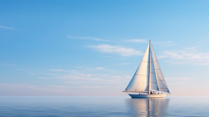 Fototapeta premium Sailing yacht in the sea at sunset.