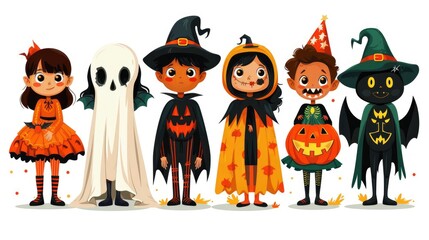 Obraz premium Cute Children in Halloween Costumes