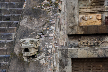 Pyramid of the Feathered Serpent or Quetzalcoatl in the archaeological zone of Teotihuacan, the...