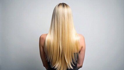 Obraz premium blonde straight hair back view, hair saloon style design