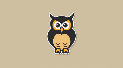Obraz premium Cute Cartoon Owl Character On Plain Background Engaging In Whimsical Art Display