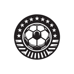 American soccer vector art, logo, icon, silhouette, doddle design black and white 