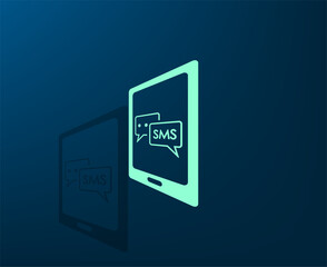 Vector illustration with shadow on blue background with gradient