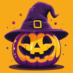 Jack-O-Lantern Wearing a Witch Hat