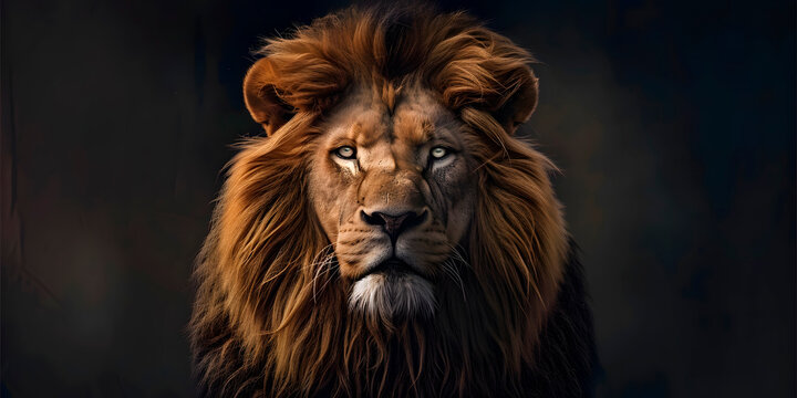 Cabeza de le&oacute;n a detalle en fondo gris 