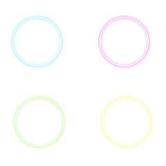 colorful circles frames set isolated on white transparent background. set of neon round frames. set of round frames with circles
