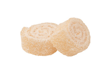 Coconut candy roll isolated on a white background.