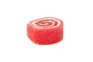 Jelly sweet candy roll isolated on a white background. Marmalade candy.