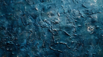 Fototapeta premium Textured blue plaster wall with gritty surface detailing in natural light
