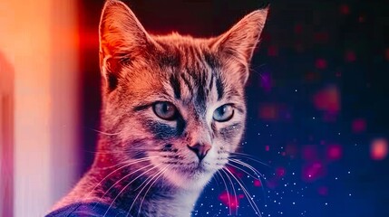 A cat sitting on top of a table next to a window
