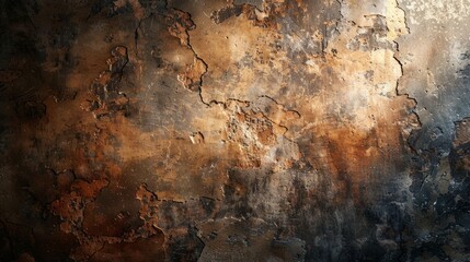 Obraz premium Textured aged wall backdrop with rust and patina in dim lighting
