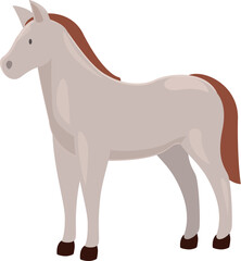 Grey horse standing on white background illustration