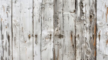 Obraz premium Textured white wood paneling with distressed finish and grain details