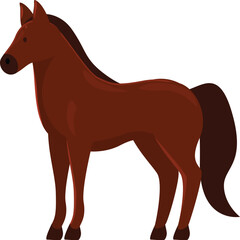 Powerful brown horse standing gracefully on a white background, showcasing its strength and elegance