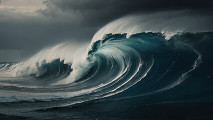 Fototapeta premium Close-up view of the hurricane’s eye wall and the surrounding tumultuous clouds