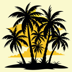 Fototapeta premium palm silhouette, palm tree silhouette, palm trees on the beach