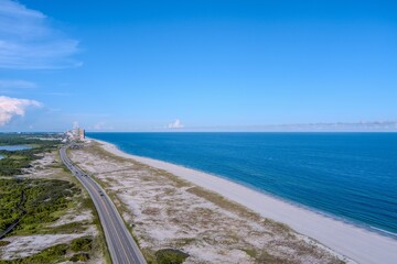 Aerial view of the beach in Gulf Shores, Alabama