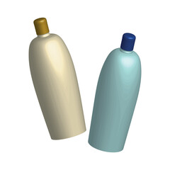 3D visualization of shampoo bottles. Vector illustration on a white background. Can be used to create presentations, catalogues, booklets and other layouts