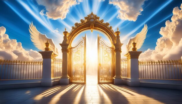 Heaven open gate for belief in to the skies and bright could for afterlife and Holy Spirit