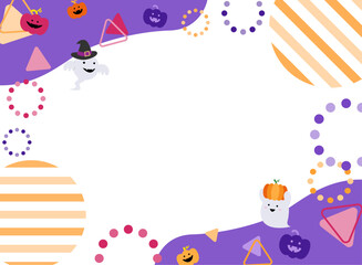 ポップでかわいい、ハロウィンのフレーム背景素材（セール　見出し　タイトル　バナー）