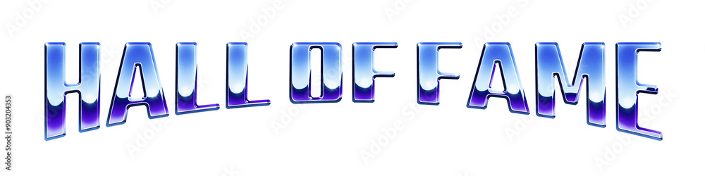 Fototapete ‘hall of fame’ written in retro 1980s style chrome text effect isolated on transparent background