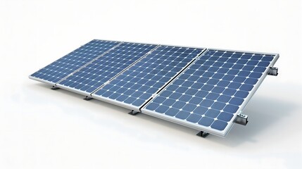 Solar Panel Array on White Background with Blue Cells	