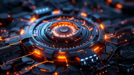 Futuristic configuration icon design featuring neon elements