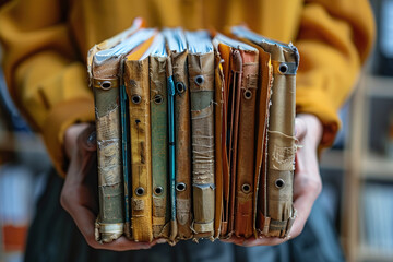 Photograph of a Person with a Portfolio Binder: A person holding a binder filled with investment documents.