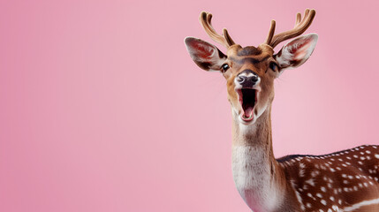 Obraz premium Deer on Pink Background