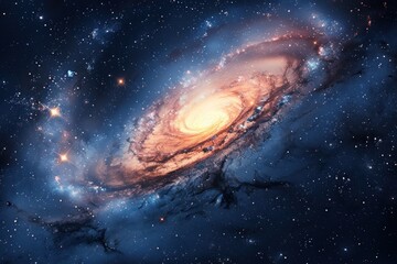 Fototapeta premium Nebula and galaxies in space. Abstract cosmos background