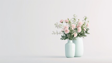 Fototapeta premium 3D single icon of a decorative vase with flowers, enhancing home decor, isolated on a white background