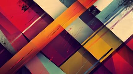 Fototapeta premium Abstract geometric shapes and lines in bold colors creating a dynamic and vibrant background
