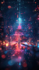 Obraz premium Vibrant Neon Line Art with Christmas Theme