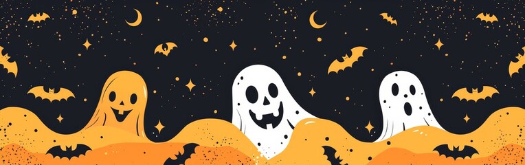 Fototapeta premium Seamless Halloween Pattern with Festive Icons