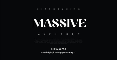 Massive Modern Bold Font. Sans Serif Font. Regular Italic Uppercase Lowercase Typography urban style alphabet fonts for fashion, sport, technology, digital, movie, logo design, vector illustration