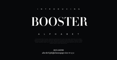 Booster Modern abstract digital alphabet font. Minimal technology typography, Creative urban sport fashion futuristic font and with numbers. vector illustration	