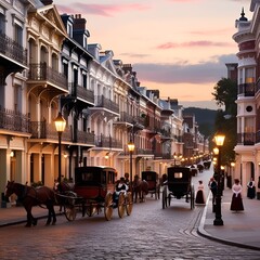Victorian-Era Street at Dusk