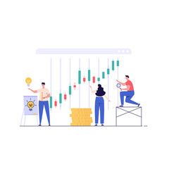 People successfully invest. Concept of return on investment, financial solutions, passive income, investment strategy, lucky speculation. Vector illustration in flat design for web banner landing page