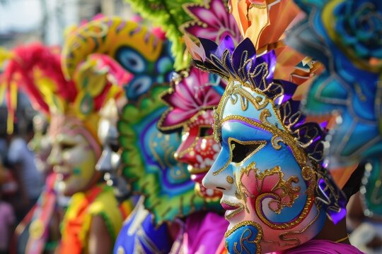 Vibrant mask display at Masskara Festival in Bacolod City.