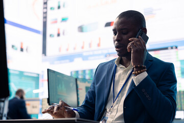 Chief financial officer sharing firm progress on a phone call with the main investor, ensuring...