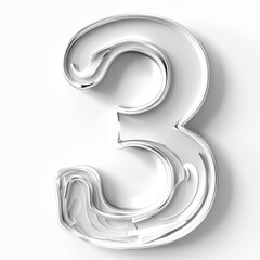 Number 3 Illustration. Three-Dimensional Artistic Concept in Black and White Background