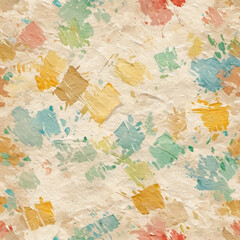 Crafted background, mix of vibrant watercolor splashes in shades of orange, blue, yellow, and red. Creativity for various artistic endeavors, crafting, invitations, announcements, or designs. AI