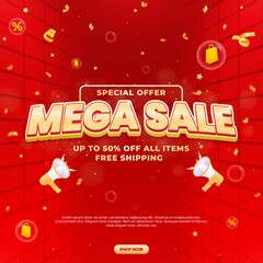 Realistic flash sale promo banner template with discount to promote your business