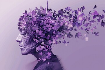 Illness Prevention. Alzheimer's Disease Support and Therapy Concept in Purple Tones
