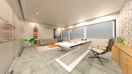 オフィス空間　3DCGレンダリング