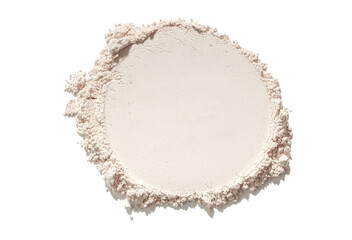 Fixer or compact powder light milk beige white nude smudge round circle white isolated background