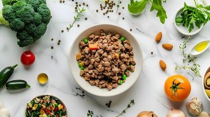 Bowl of premium dry dog food