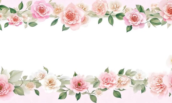 Pink floral frame with rose border, perfect for valentine's day card