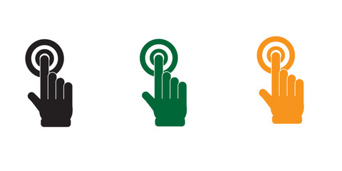 Click with hand cursor. Icon sticker on white background