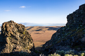 Summer Hiking and Tourism Views of Antelope Island State Park Utah